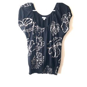 Black and cream floral top.